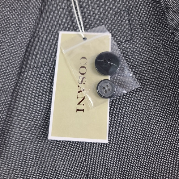 Cosani Men's 44L Black Wool Mini Herringbone Single Breasted Sports Jacket NEW - Picture 4 of 16